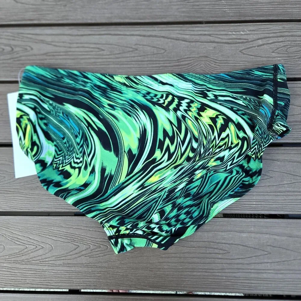 TYR The Finals Air Whirl All Over Racer Briefs, Mens Size 30, Green NEW